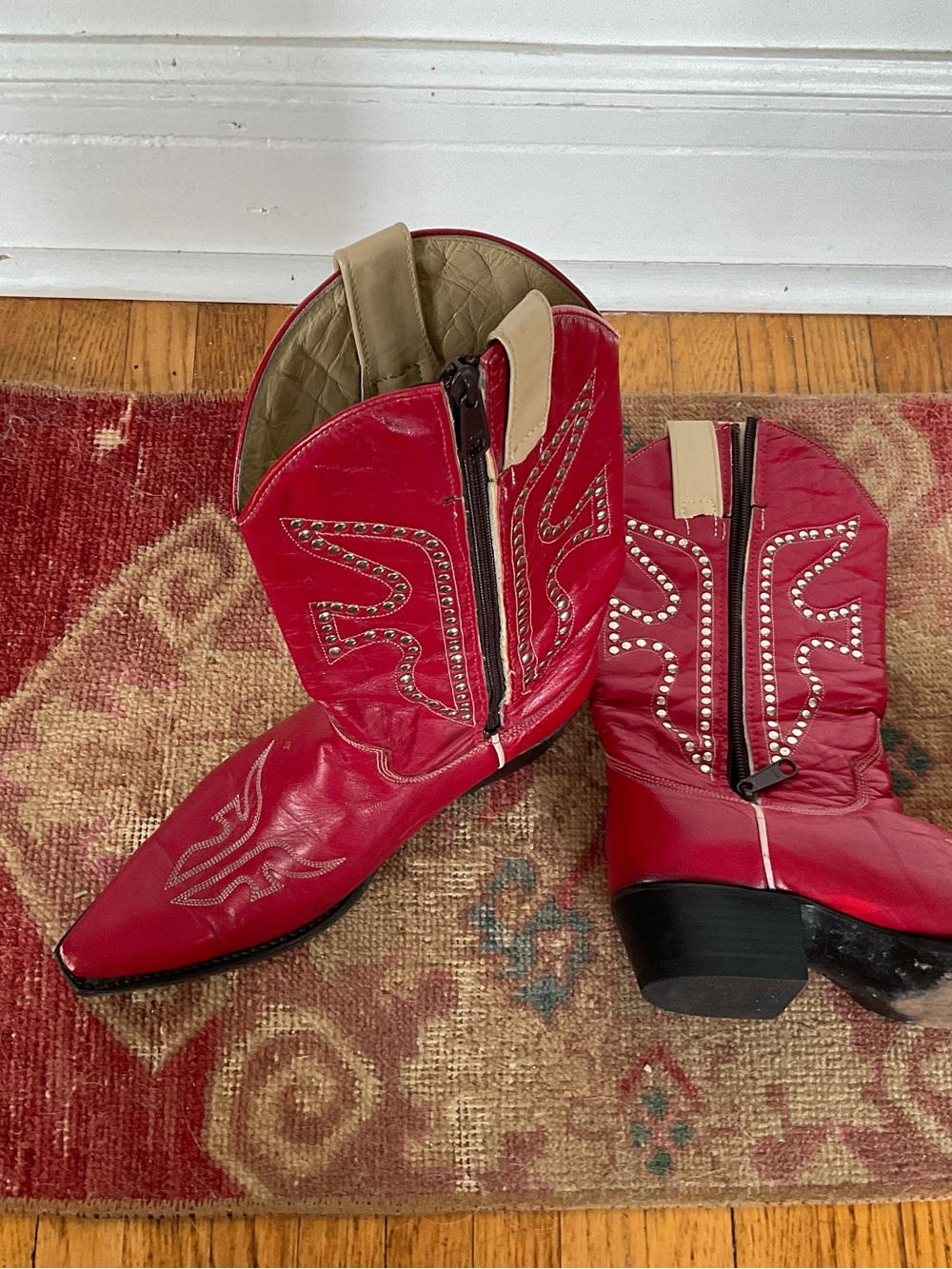 Frye Red Studded Western Zip Boots - Picture 5 of 8